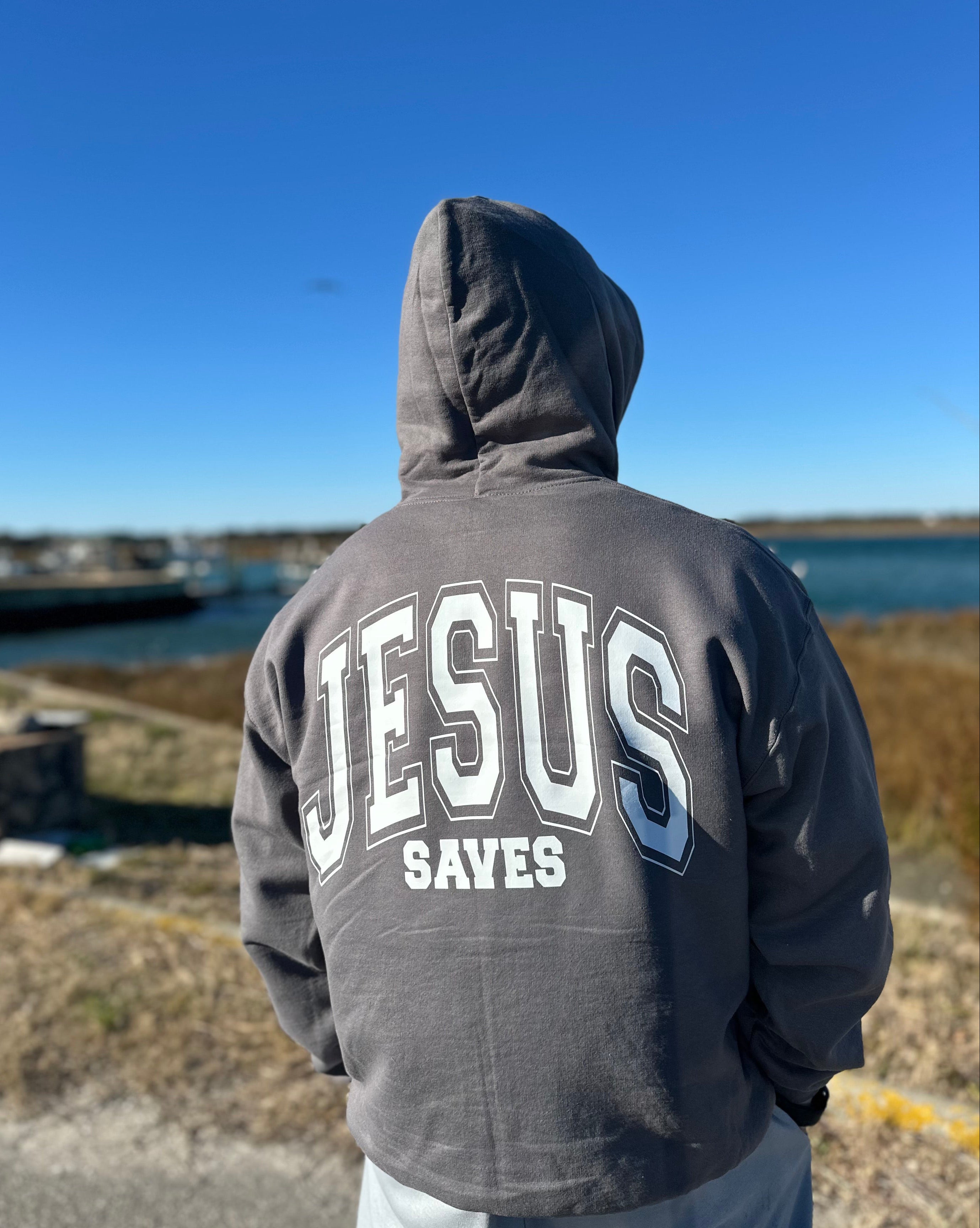 JESUS SAVES Hoodie (Charcoal)